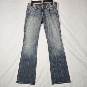 7 For All Mankind Jeans Womens 30 30x33 Blue Bootcut lOW Rise Stretch Denim Y2K